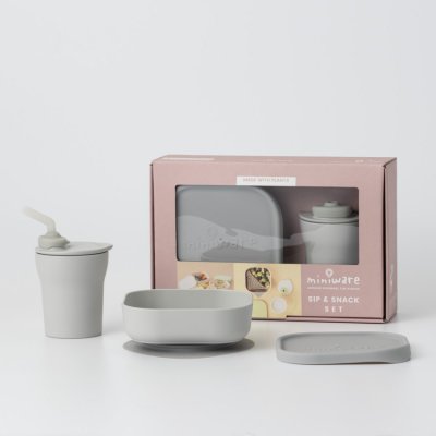 Miniware Set Sip + Snack - Grey/Grey - obrázek