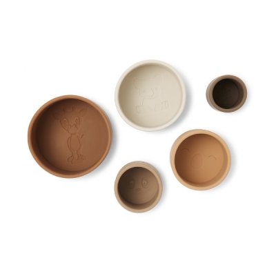 Nuuroo Vanja silikonová stohovací věž - Brown Color Mix - obrázek