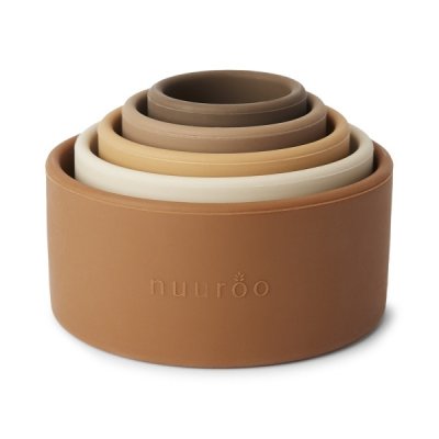 Nuuroo Vanja silikonová stohovací věž - Brown Color Mix - obrázek