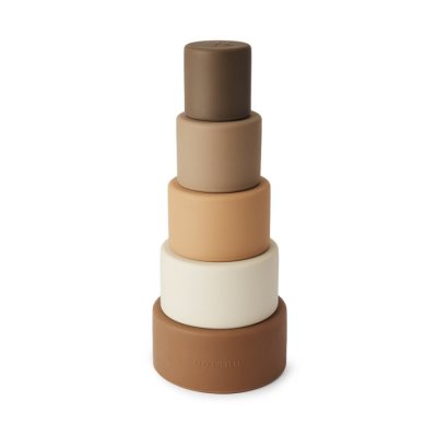 Nuuroo Vanja silikonová stohovací věž - Brown Color Mix