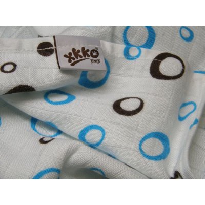 XKKO tetra plena - osuška bambusová - Bubbles Cyan/ Brown 90 x 100 - obrázek