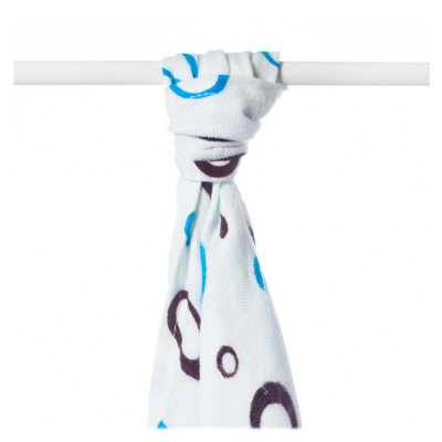 XKKO tetra plena - osuška bambusová - Bubbles Cyan/ Brown 90 x 100 - obrázek