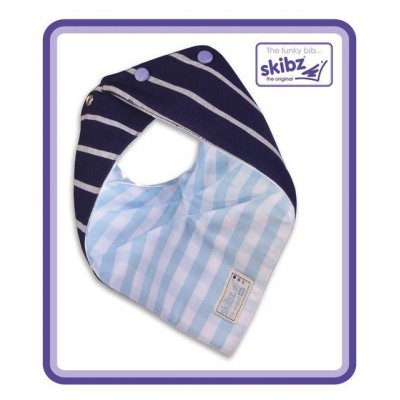 Skibz tkaná bavlna Doublez - French stripe/pale blue gingham