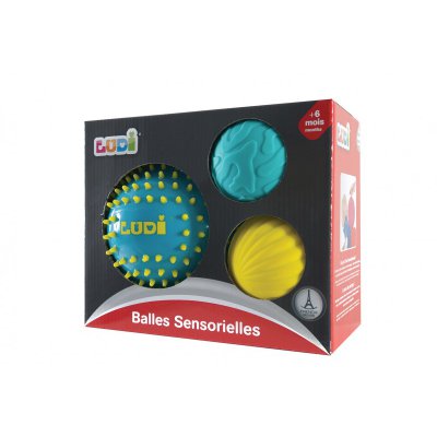 Ludi Senzorické míčky 3 ks - Modré - obrázek