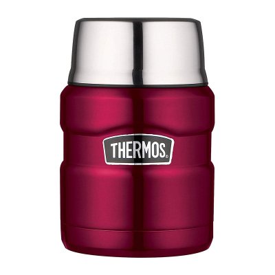 Thermos termoska na jídlo se skládací lžící a šálkem 470 ml - Malinová - obrázek