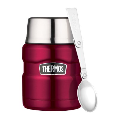 Thermos termoska na jídlo se skládací lžící a šálkem 470 ml - Malinová
