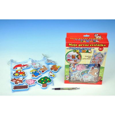 Teddies vodolepky pěnová sada do vany 12 ks se síťkou - Moje první zvířátka farma