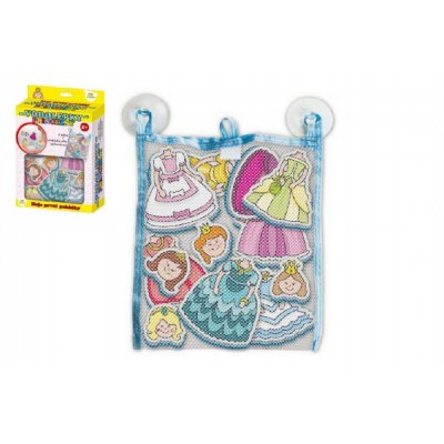 Teddies vodolepky pěnová sada do vany 12 ks se síťkou - Moje první pohádky Princezny