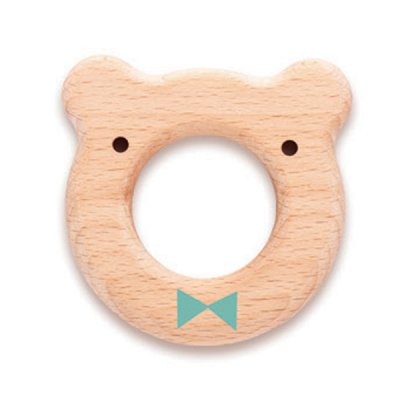 Suavinex kousátko MNL dřevěné méďa - Modré