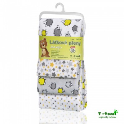 T-tomi látkové pleny s potiskem 4 ks - Šedí ježci