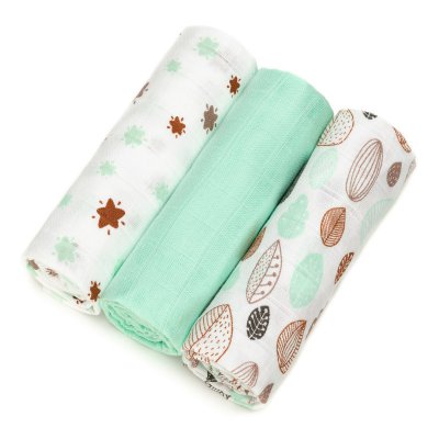 T-tomi látkové Tetra pleny s potiskem TOP KVALITA 3 ks - Mint leafs