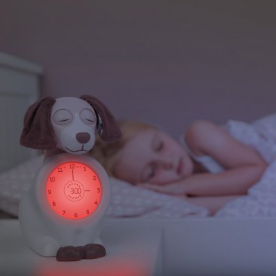 Zazu tréninkový budík s nočním světlem - Pejsek Davy růžový - obrázek