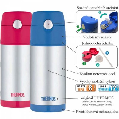 Thermos FUNtainer dětská termoska s brčkem 355 ml - Fotbal - obrázek