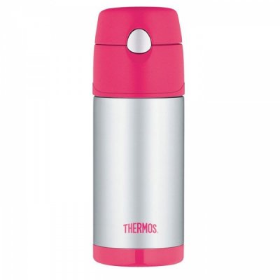 Thermos FUNtainer dětská termoska s brčkem 355 ml - Stříbrná/růžová