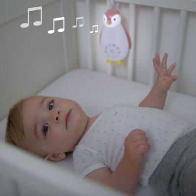 Zazu přehrávač hudby s nočním světlem a Bluetooth - Tučňák Zoe šedý - obrázek
