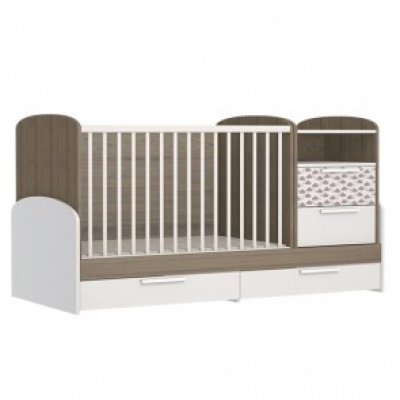 Faktum kombi postýlka Poppi s lištou proti okusu 120 x 70 cm - s motivem obláčků