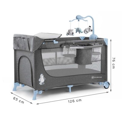 Kinderkraft cestovní postýlka Joy s doplňky - Blue - obrázek