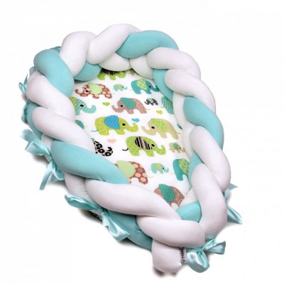 T-tomi pletené hnízdečko 2v1 - Green Elephant