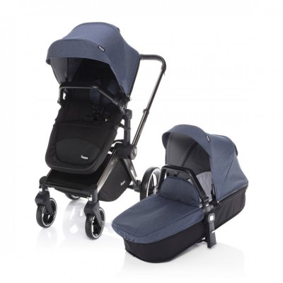 Zopa Kočárek Evoque + Barevný set - Stříbrný/Černá + Jeans