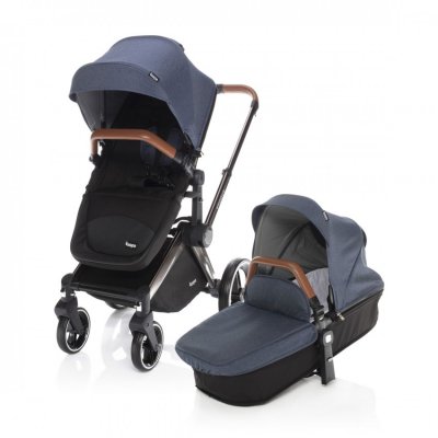 Zopa Kočárek Evoque + Barevný set - Stříbrný/Hnědá + Jeans