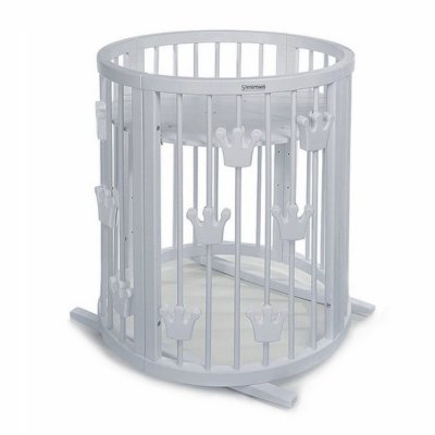 Mimiko kulatá postýlka 9v1 Crowns - Grey