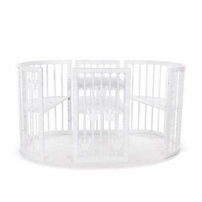 Mimiko kulatá postýlka 9v1 Crowns - White - obrázek