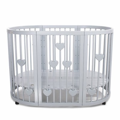 Mimiko kulatá postýlka 9v1 Hearts - Grey - obrázek