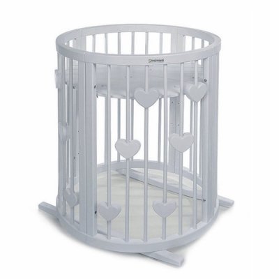 Mimiko kulatá postýlka 9v1 Hearts - Grey