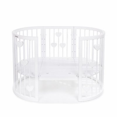 Mimiko kulatá postýlka 9v1 Hearts - White - obrázek