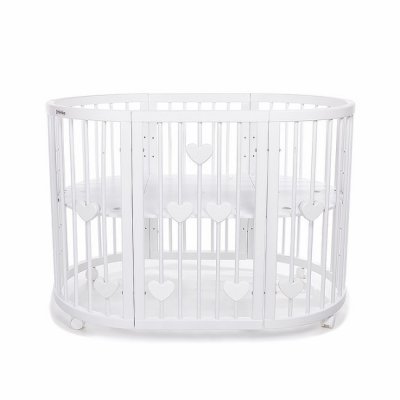 Mimiko kulatá postýlka 9v1 Hearts - White - obrázek