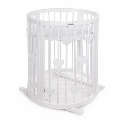 Mimiko kulatá postýlka 9v1 Hearts - White