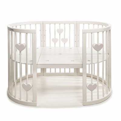 Mimiko kulatá postýlka 9v1 Hearts - Milk - obrázek