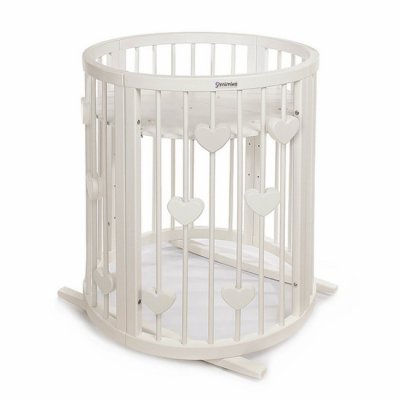 Mimiko kulatá postýlka 9v1 Hearts - Milk