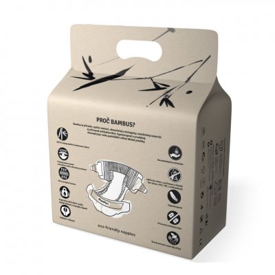 MonPeri Bamboo jednorázové dětské plenky - S (3 - 6 kg), 25 ks - obrázek