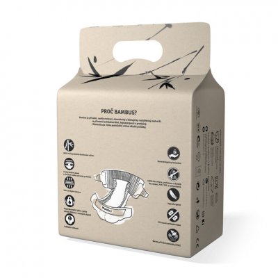 MonPeri Bamboo jednorázové dětské plenky - M (5 - 9 kg), 21 ks - obrázek