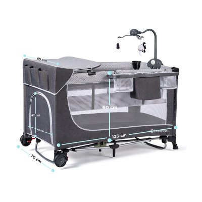 Kinderkraft cestovní postýlka Leody s doplňky - Grey - obrázek