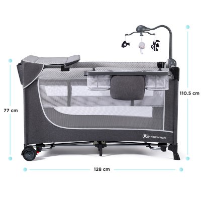 Kinderkraft cestovní postýlka Leody s doplňky - Grey - obrázek