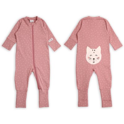 Moniel dětský rostoucí overal Dots Kočka - Růžová, vel. 56