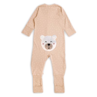 Moniel dětský rostoucí overal Dots Medvěd - Béžová, vel. 62/68 - obrázek