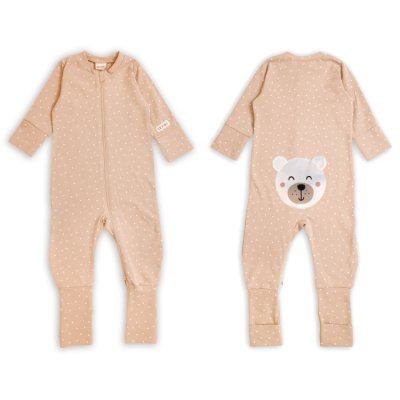 Moniel dětský rostoucí overal Dots Medvěd - Béžová, vel. 80/86