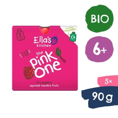 Ella's Kitchen BIO Pink One ovocné smoothie s dračím ovocem - 5 x 90 g - obrázek
