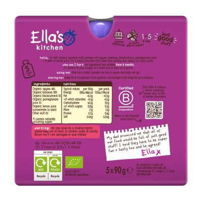 Ella's Kitchen BIO Purple One ovocné pyré s černým rybízem - 5 x 90 g - obrázek