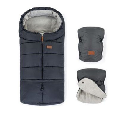 Petite&Mars zimní set fusak Jibot 3v1 + rukavice Jasie - Charcoal Grey