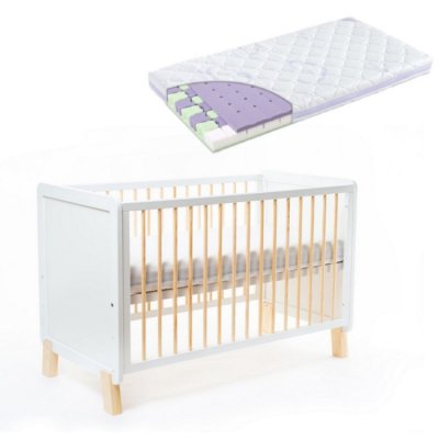 Nanna postýlka Niko 120 x 60 cm + Träumeland Butterfly 60 x 120 cm - White/Natural