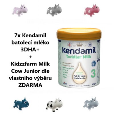 Kendamil batolecí mléko 3 DHA+ + Kidzzfarm Milk Cow Junior  - 7 x 800 g - obrázek