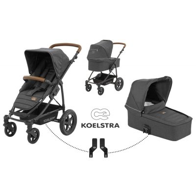 Koelstra kombinovaný kočárek Binque Daily Denim - Black Leather Look