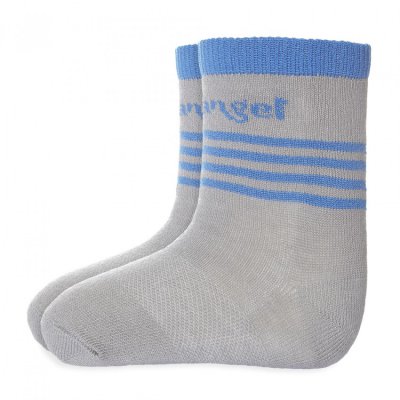 Little Angel ponožky tenké protiskluz Outlast® - tm.šedá/modrá, vel. 20 - 24 (14-16 cm)