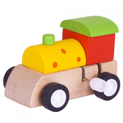 Bigjigs Toys dřevěná mašinka na natahování - obrázek