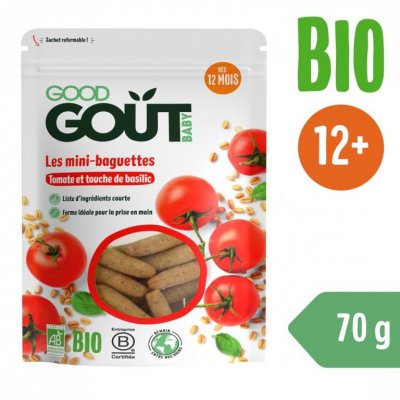 Good Gout BIO mini bagetky s rajčátky - Sáček 70 g