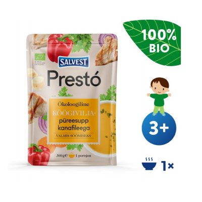 Salvest Prestó BIO kuřecí prsíčka se zeleninovým pyré - 300 g, 36 m+